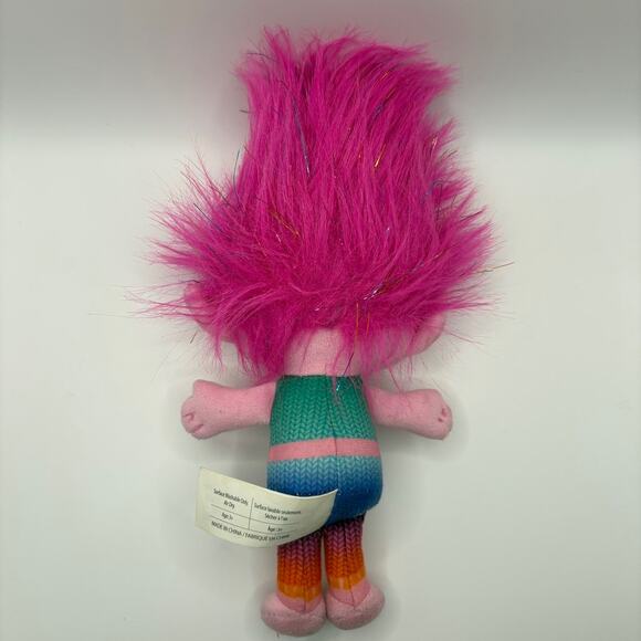DreamWorks Trolls Poppy Plush Doll 10” Pink Hair Rainbow Outfit Flower Headband - Picture 2 of 3